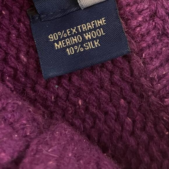 Nua Merino Wool Silk Sweater Striped Turtleneck Artsy Folk Purple Women's Size L - Picture 4 of 7